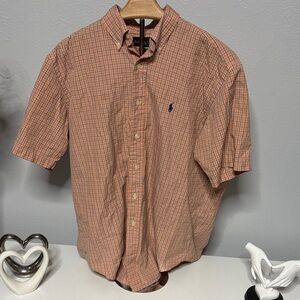 Ralph Lauren Men's Orange Plaid Button Down Shirt